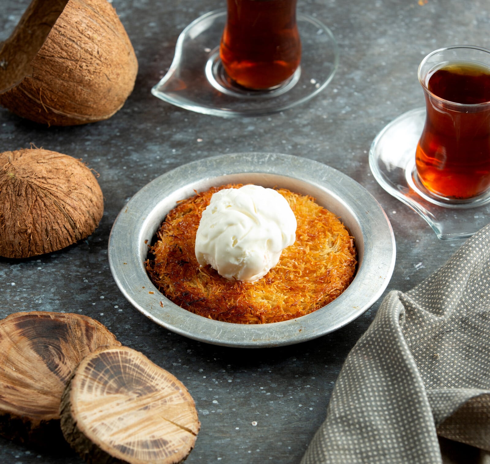 Künefe - Turkish cheese dessert with shredded pastry